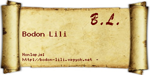 Bodon Lili névjegykártya